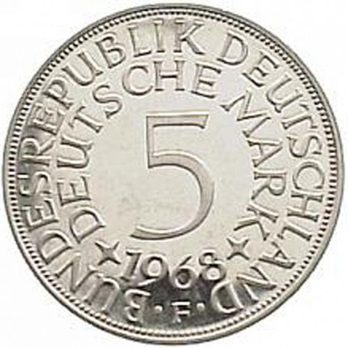 5 Mark Reverse Image minted in GERMANY in 1968F (1949-01 - Federal Republic)  - The Coin Database