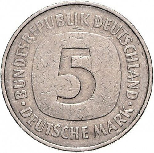 5 Mark Reverse Image minted in GERMANY in 1975J (1949-01 - Federal Republic)  - The Coin Database