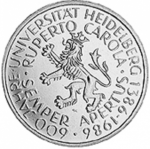 5 Mark Reverse Image minted in GERMANY in 1986D (1949-01 - Federal Republic - Commemorative)  - The Coin Database