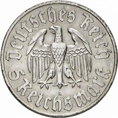 5 Reichsmark Obverse Image minted in GERMANY in 1933A (1933-45 - Thrid Reich)  - The Coin Database