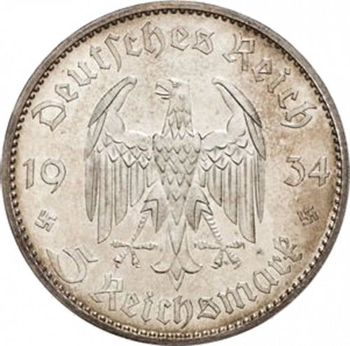 5 Reichsmark Obverse Image minted in GERMANY in 1934A (1933-45 - Thrid Reich)  - The Coin Database