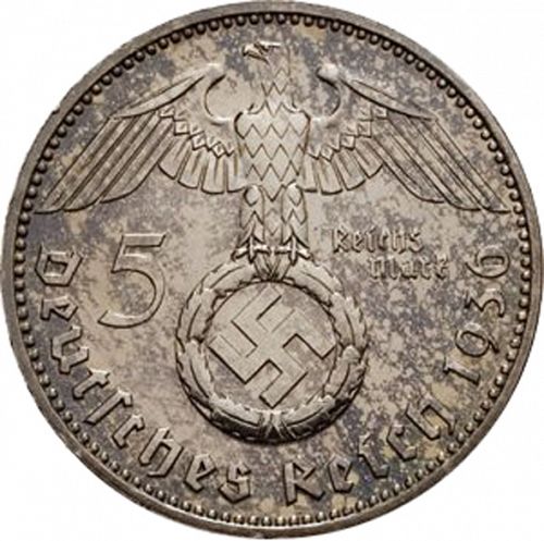 5 Reichsmark Obverse Image minted in GERMANY in 1937J (1933-45 - Thrid Reich)  - The Coin Database