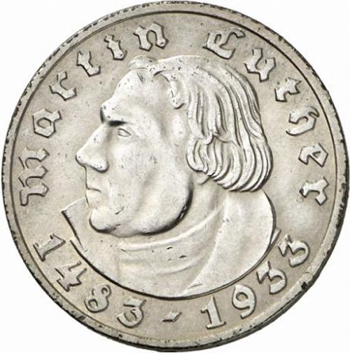 5 Reichsmark Reverse Image minted in GERMANY in 1933A (1933-45 - Thrid Reich)  - The Coin Database