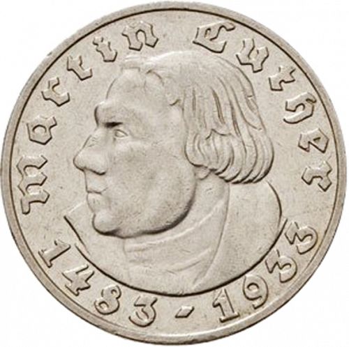 5 Reichsmark Reverse Image minted in GERMANY in 1933D (1933-45 - Thrid Reich)  - The Coin Database