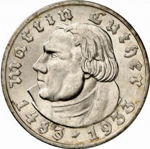 5 Reichsmark Reverse Image minted in GERMANY in 1933E (1933-45 - Thrid Reich)  - The Coin Database