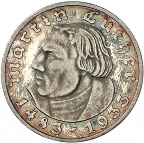 5 Reichsmark Reverse Image minted in GERMANY in 1933F (1933-45 - Thrid Reich)  - The Coin Database
