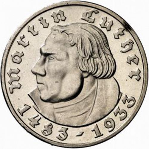5 Reichsmark Reverse Image minted in GERMANY in 1933J (1933-45 - Thrid Reich)  - The Coin Database