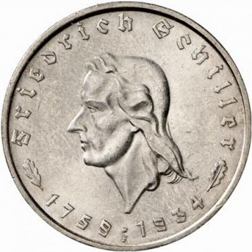 5 Reichsmark Reverse Image minted in GERMANY in 1934F (1933-45 - Thrid Reich)  - The Coin Database