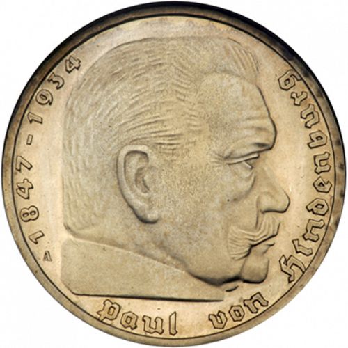 5 Reichsmark Reverse Image minted in GERMANY in 1935A (1933-45 - Thrid Reich)  - The Coin Database