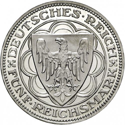 5 Reichsmark Obverse Image minted in GERMANY in 1927A (1924-38 - Weimar Republic - Reichsmark)  - The Coin Database