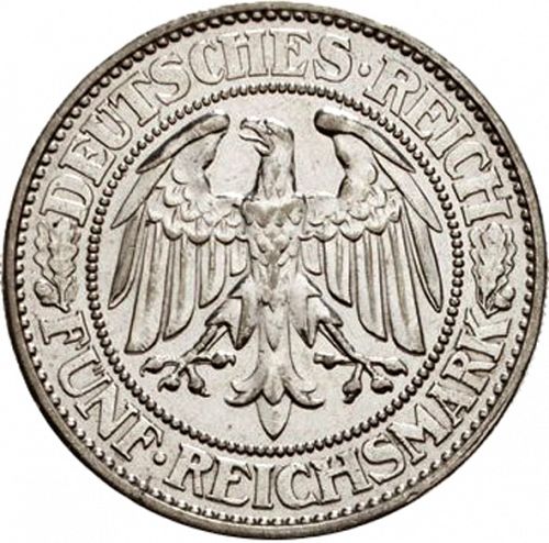 5 Reichsmark Obverse Image minted in GERMANY in 1928G (1924-38 - Weimar Republic - Reichsmark)  - The Coin Database