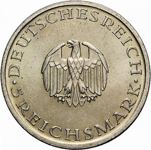 5 Reichsmark Obverse Image minted in GERMANY in 1929A (1924-38 - Weimar Republic - Reichsmark)  - The Coin Database