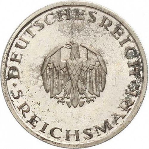 5 Reichsmark Obverse Image minted in GERMANY in 1929E (1924-38 - Weimar Republic - Reichsmark)  - The Coin Database