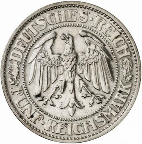 5 Reichsmark Obverse Image minted in GERMANY in 1930D (1924-38 - Weimar Republic - Reichsmark)  - The Coin Database
