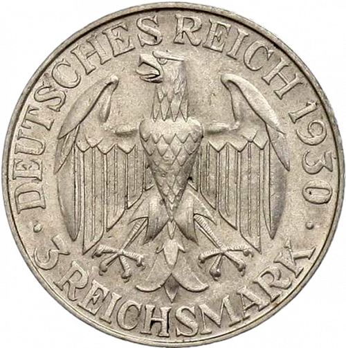 5 Reichsmark Obverse Image minted in GERMANY in 1930D (1924-38 - Weimar Republic - Reichsmark)  - The Coin Database