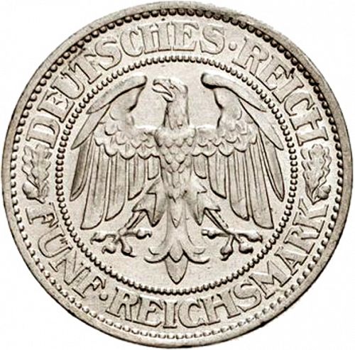 5 Reichsmark Obverse Image minted in GERMANY in 1931A (1924-38 - Weimar Republic - Reichsmark)  - The Coin Database
