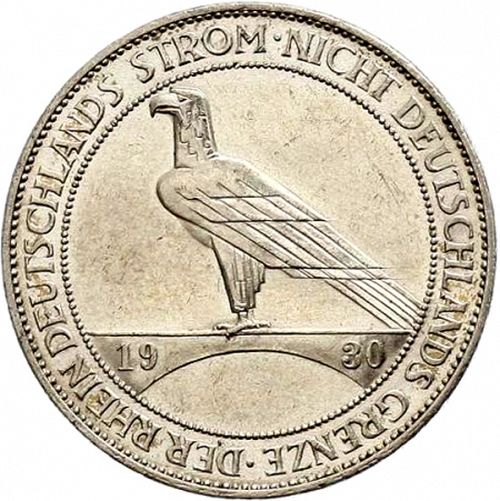 5 Reichsmark Reverse Image minted in GERMANY in 1930A (1924-38 - Weimar Republic - Reichsmark)  - The Coin Database