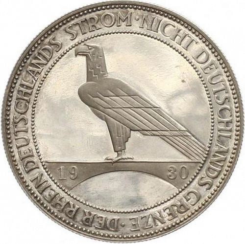 5 Reichsmark Reverse Image minted in GERMANY in 1930F (1924-38 - Weimar Republic - Reichsmark)  - The Coin Database