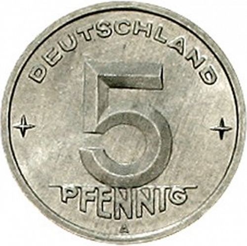 5 Pfennig Obverse Image minted in GERMANY in 1948A (1949-90 - Democratic Republic)  - The Coin Database