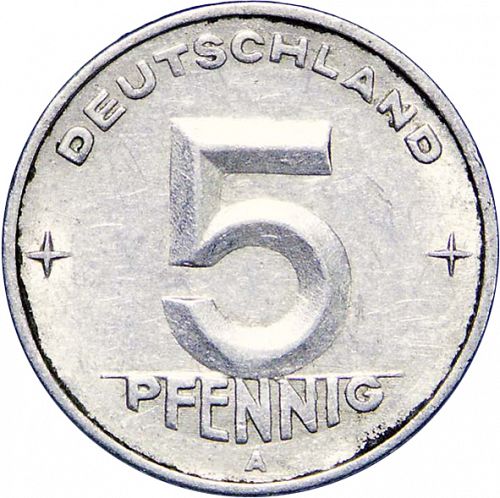 5 Pfennig Obverse Image minted in GERMANY in 1950A (1949-90 - Democratic Republic)  - The Coin Database