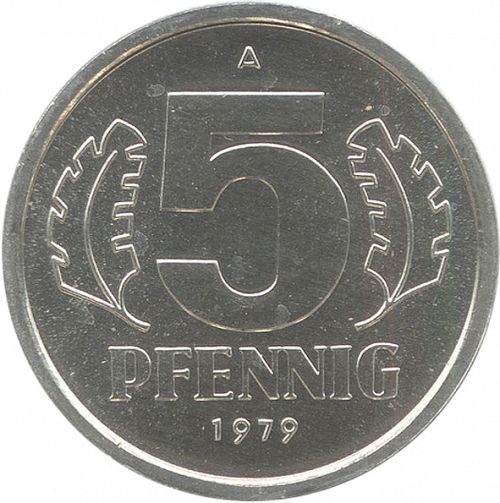5 Pfennig Reverse Image minted in GERMANY in 1979A (1949-90 - Democratic Republic)  - The Coin Database