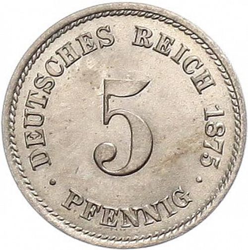 5 Pfenning Obverse Image minted in GERMANY in 1875A (1871-18 - Empire)  - The Coin Database