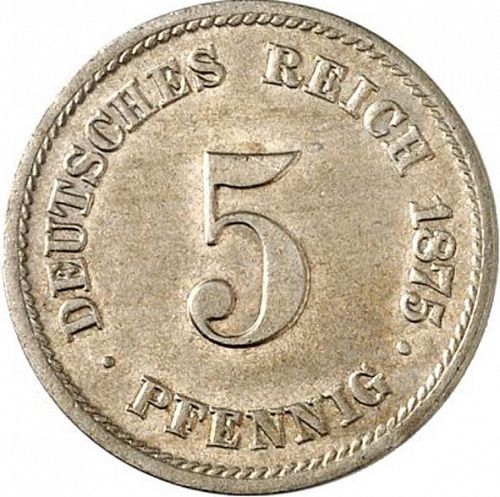 5 Pfenning Obverse Image minted in GERMANY in 1875E (1871-18 - Empire)  - The Coin Database