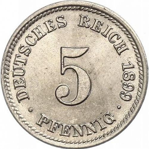 5 Pfenning Obverse Image minted in GERMANY in 1899D (1871-18 - Empire)  - The Coin Database