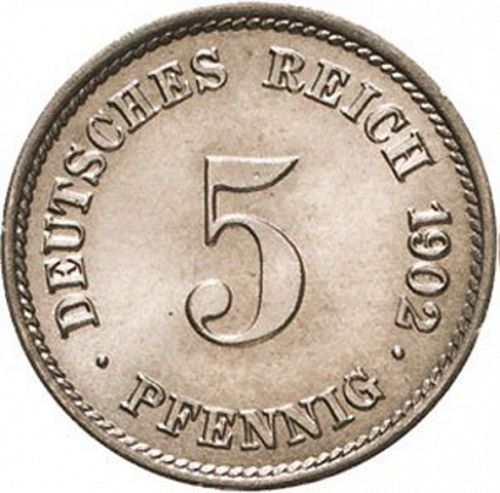 5 Pfenning Obverse Image minted in GERMANY in 1902G (1871-18 - Empire)  - The Coin Database