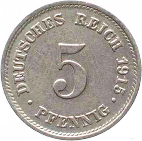 5 Pfenning Obverse Image minted in GERMANY in 1915E (1871-18 - Empire)  - The Coin Database