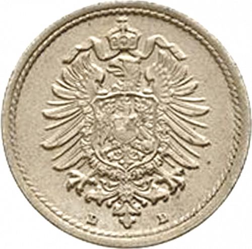 5 Pfenning Reverse Image minted in GERMANY in 1876D (1871-18 - Empire)  - The Coin Database