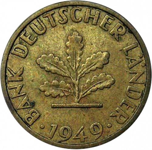 5 Pfennig Obverse Image minted in GERMANY in 1949F (1949-01 - Federal Republic)  - The Coin Database
