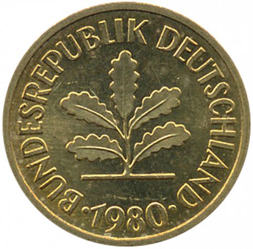 5 Pfennig Obverse Image minted in GERMANY in 1980G (1949-01 - Federal Republic)  - The Coin Database