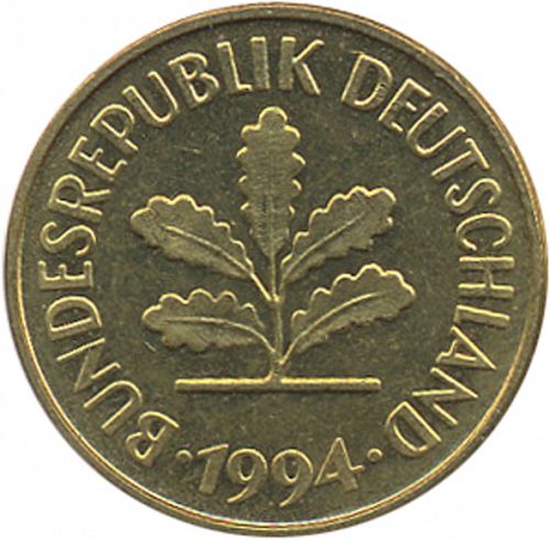 5 Pfennig Obverse Image minted in GERMANY in 1994F (1949-01 - Federal Republic)  - The Coin Database