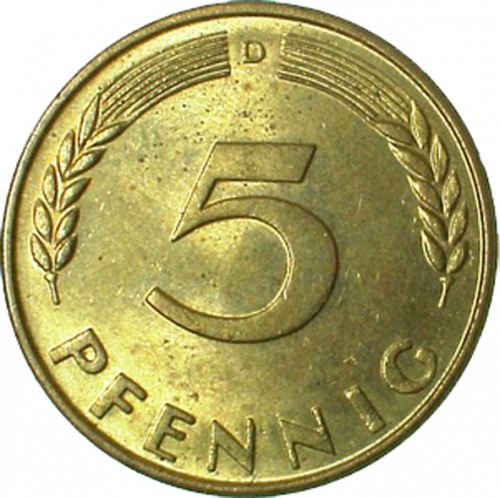5 Pfennig Reverse Image minted in GERMANY in 1967D (1949-01 - Federal Republic)  - The Coin Database
