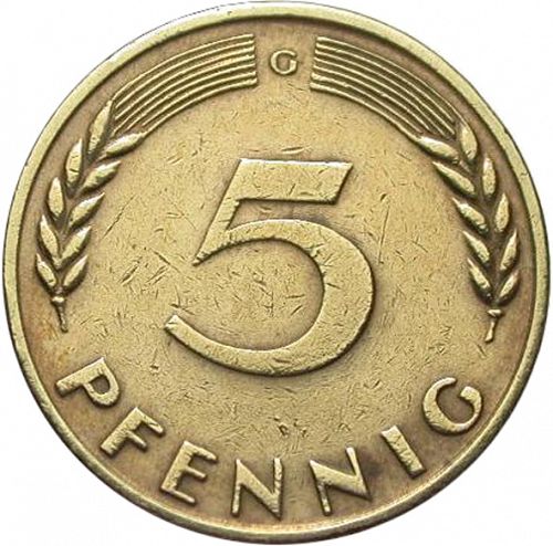5 Pfennig Reverse Image minted in GERMANY in 1967G (1949-01 - Federal Republic)  - The Coin Database