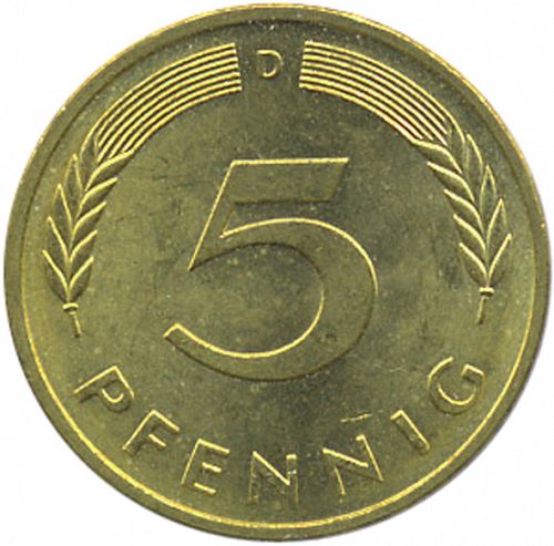 5 Pfennig Reverse Image minted in GERMANY in 1979D (1949-01 - Federal Republic)  - The Coin Database