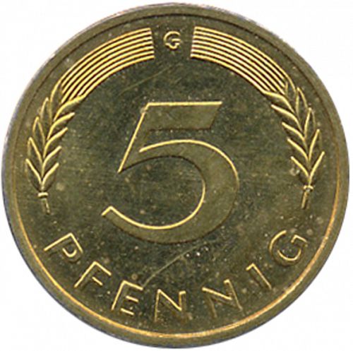 5 Pfennig Reverse Image minted in GERMANY in 1980G (1949-01 - Federal Republic)  - The Coin Database
