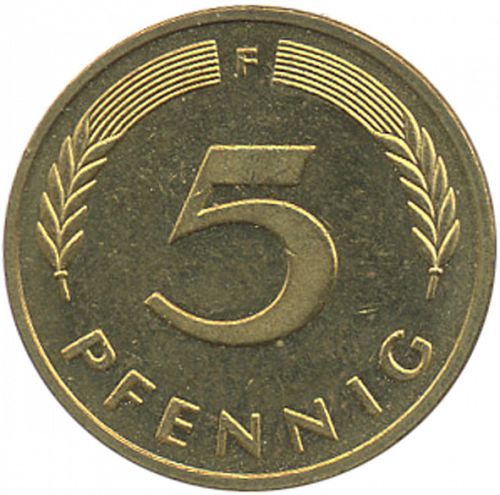 5 Pfennig Reverse Image minted in GERMANY in 1994F (1949-01 - Federal Republic)  - The Coin Database