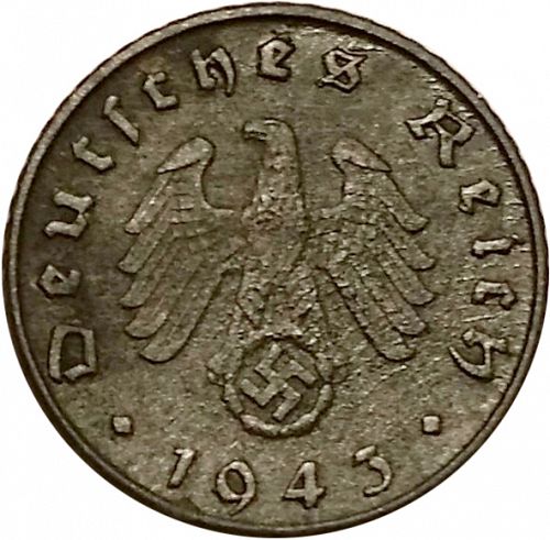 5 Reichspfenning Obverse Image minted in GERMANY in 1943G (1933-45 - Thrid Reich)  - The Coin Database
