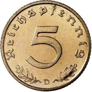 5 Reichspfenning Reverse Image minted in GERMANY in 1936D (1933-45 - Thrid Reich)  - The Coin Database