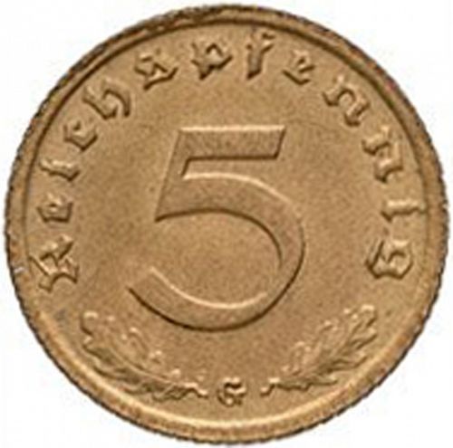 5 Reichspfenning Reverse Image minted in GERMANY in 1939G (1933-45 - Thrid Reich)  - The Coin Database