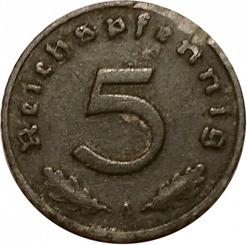 5 Reichspfenning Reverse Image minted in GERMANY in 1940A (1933-45 - Thrid Reich)  - The Coin Database