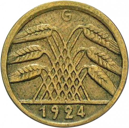 5 Pfenning Reverse Image minted in GERMANY in 1924G (1923-29 - Weimar Republic - Rentenmark)  - The Coin Database