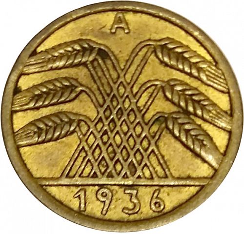 5 Pfenning Obverse Image minted in GERMANY in 1936A (1924-38 - Weimar Republic - Reichsmark)  - The Coin Database