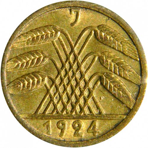 5 Pfenning Reverse Image minted in GERMANY in 1924J (1924-38 - Weimar Republic - Reichsmark)  - The Coin Database