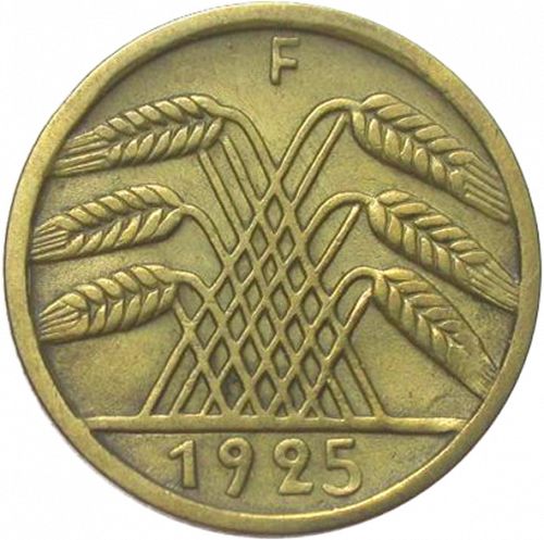 5 Pfenning Reverse Image minted in GERMANY in 1925F (1924-38 - Weimar Republic - Reichsmark)  - The Coin Database