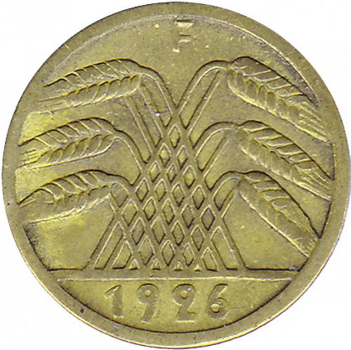 5 Pfenning Reverse Image minted in GERMANY in 1926F (1924-38 - Weimar Republic - Reichsmark)  - The Coin Database