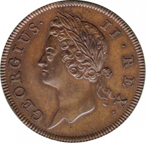 Halfpenny Obverse Image minted in IRELAND in 1736 (1727-60 - George II)  - The Coin Database