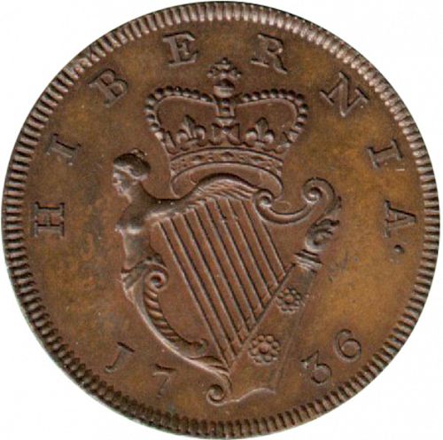 Halfpenny Reverse Image minted in IRELAND in 1736 (1727-60 - George II)  - The Coin Database